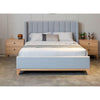 Nerissa Bed with Fabric Vertical Panel Headboard in Light Grey - Chocolate Wood