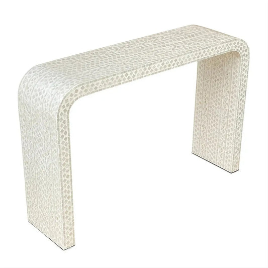 NORAH PEARLESCENT MOTHER OF PEARL CONSOLE TABLE/HALL TABLE - MyChocolateWood