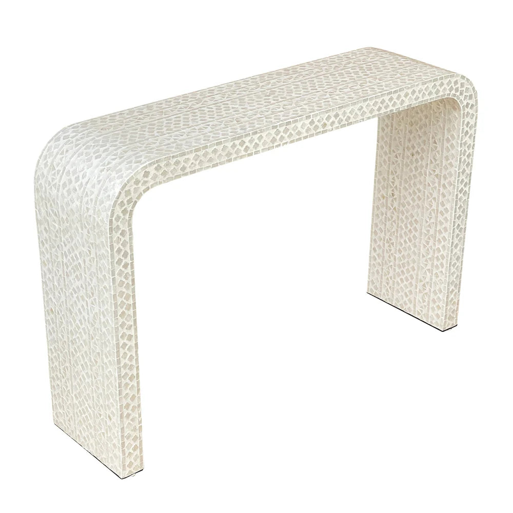 NORAH PEARLESCENT MOTHER OF PEARL CONSOLE TABLE/HALL TABLE - MyChocolateWood