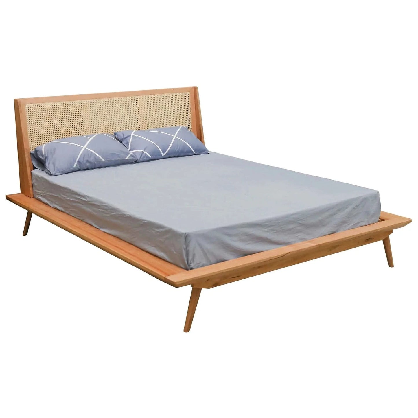 HADLEIGH OAK & RATTAN KING BED NATURAL - MyChocolateWood