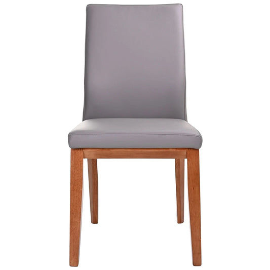 OAKLEY LEATHER DINING CHAIR MID-GRAY/BLACKWOOD - MyChocolateWood