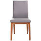 Oakley Leather Dining Chair in Mid Gray with Blackwood Legs - Chocolate Wood