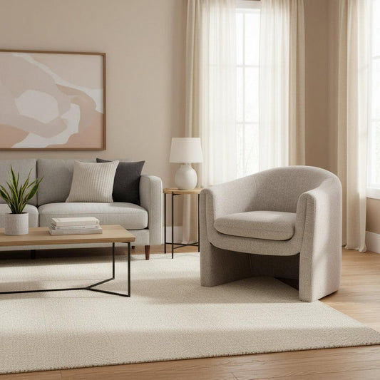 MAGNA CONTEMPORARY FABRIC ARMCHAIR /ACCENT CHAIR/OCCASIONAL CHAIR IN OAT - MyChocolateWood