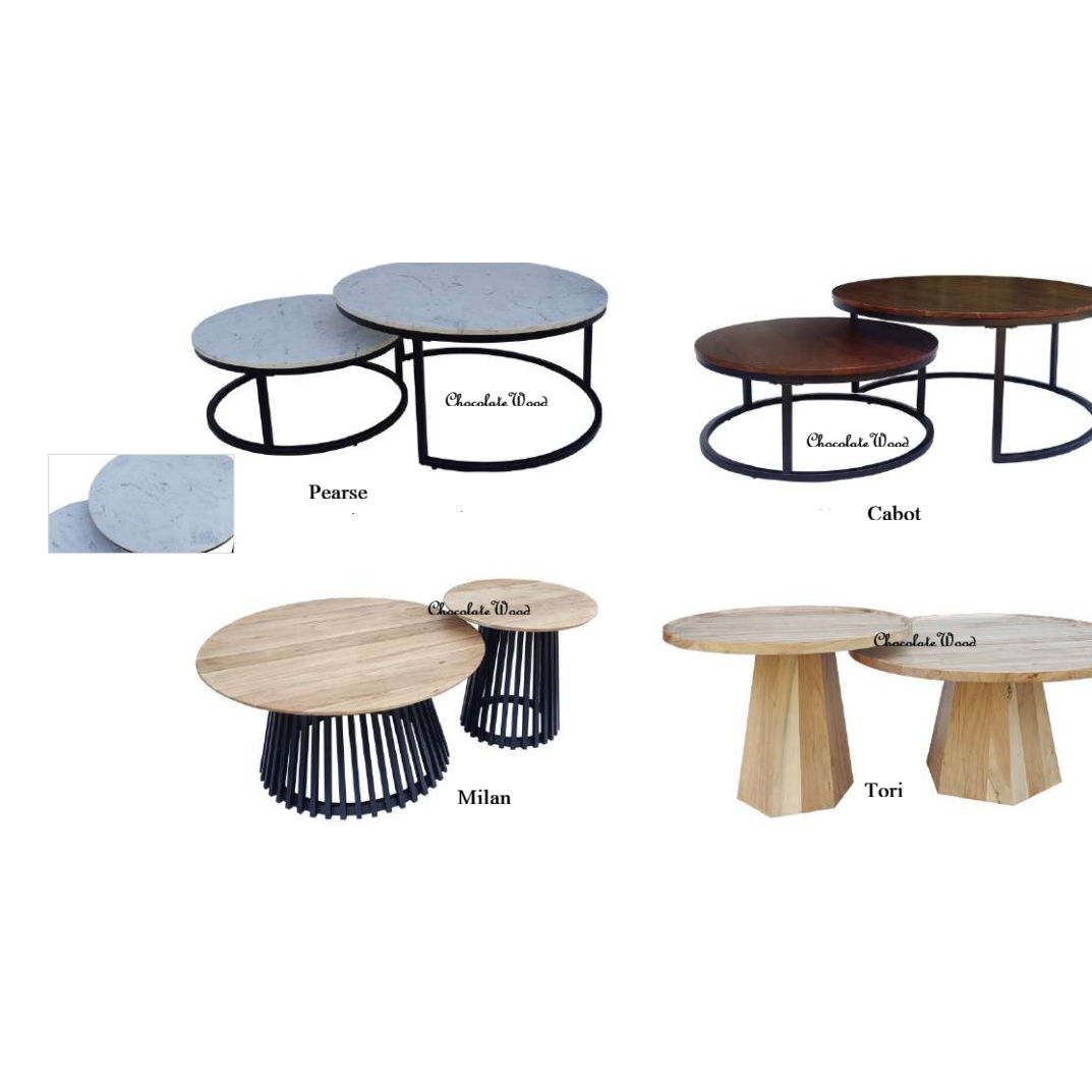 TORI SET OF 2 COFFEE TABLES ACACIA WOOD TOPS AND LEGS - MyChocolateWood