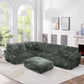 Montrose Fabric 4-Seater Corner Lounge Suite in Olive - Chocolate Wood