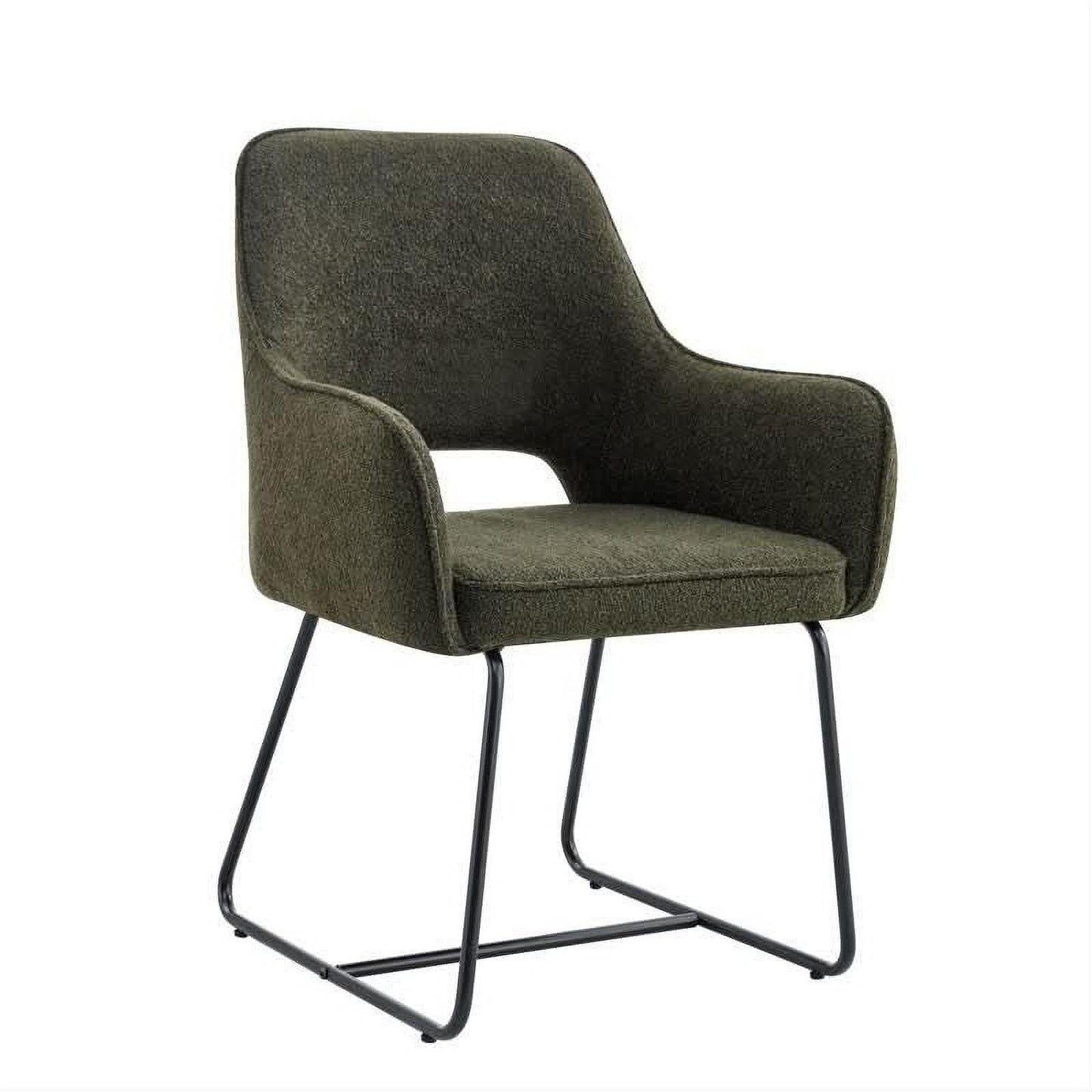 Dorset Fabric Dining Chair in Olive with Black Metal Base - Chocolate Wood