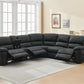 VERNON MKII RHINO FABRIC CORNER MODULAR WITH BOTH END RECLINERS - ONYX  - MyChocolateWood
