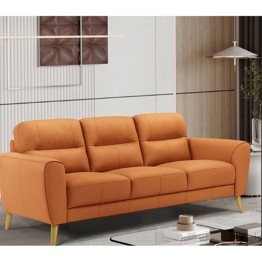 VIGGO 3-SEATER LEATHER SOFA ORANGE - MyChocolateWood