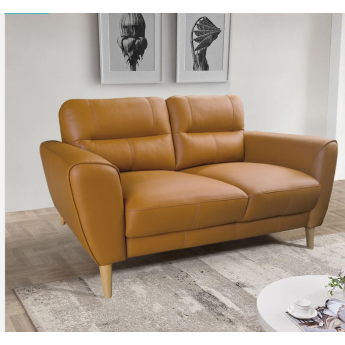 VIGGO 2-SEATER LEATHER SOFA ORANGE - MyChocolateWood