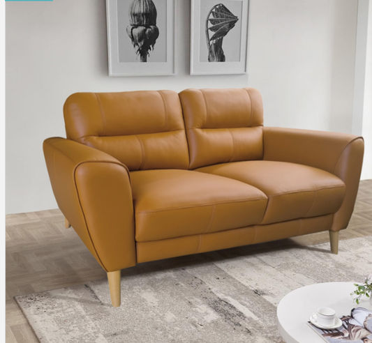 VIGGO 2-SEATER LEATHER SOFA ORANGE - MyChocolateWood