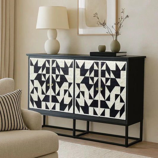 DELTA  MOTHER OF PEARL HAND INLAY 4-DOOR SIDEBOARD/BUFFET - MyChocolateWood