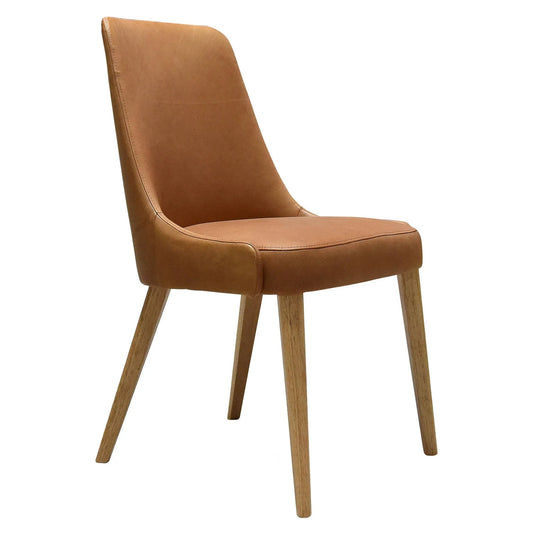 RONIN VINTAGE LEATHER DINING CHAIR - SOLID TIMBER FRAME - NATURAL/TAN - MyChocolateWood
