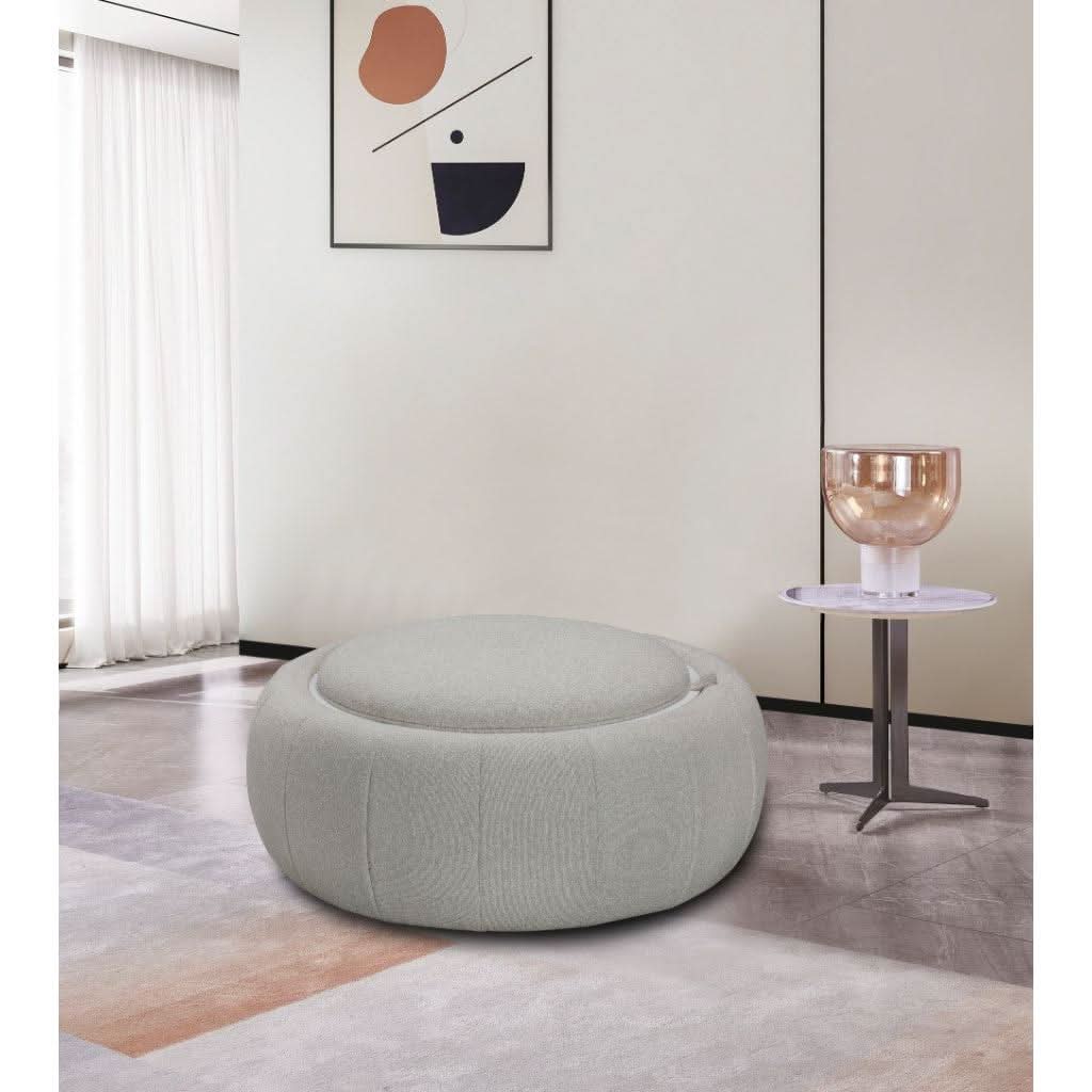 PICKARD  PLYWOOD & EUCALYPUS OTTOMAN  WITH STORAGE LINEN COLOUR - MyChocolateWood