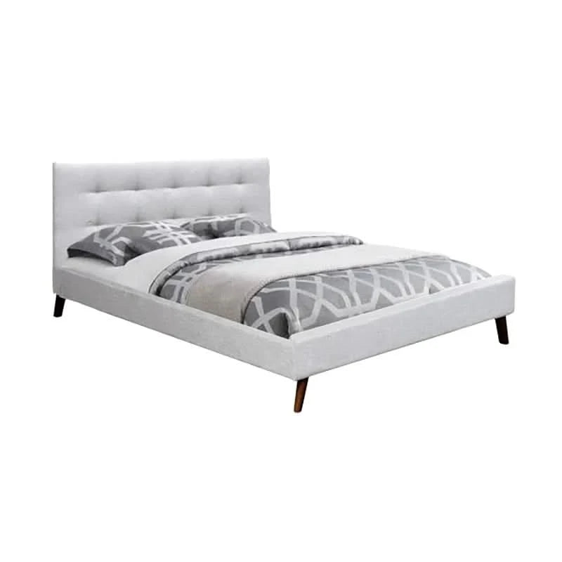 OZIAS FABRIC DOUBLE BED - LIGHT GREY - MyChocolateWood
