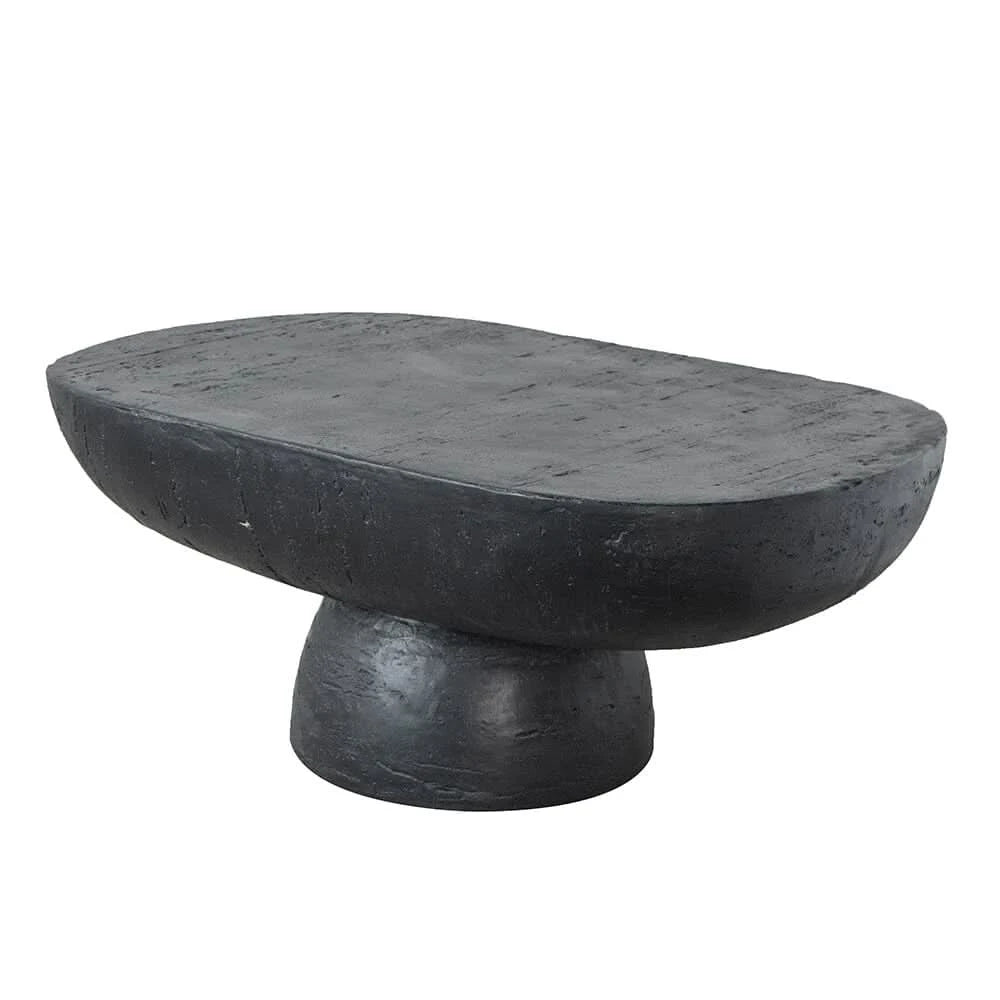 BARDOT OVAL CEMENT COFFEE TABLE BLACK - MyChocolateWood
