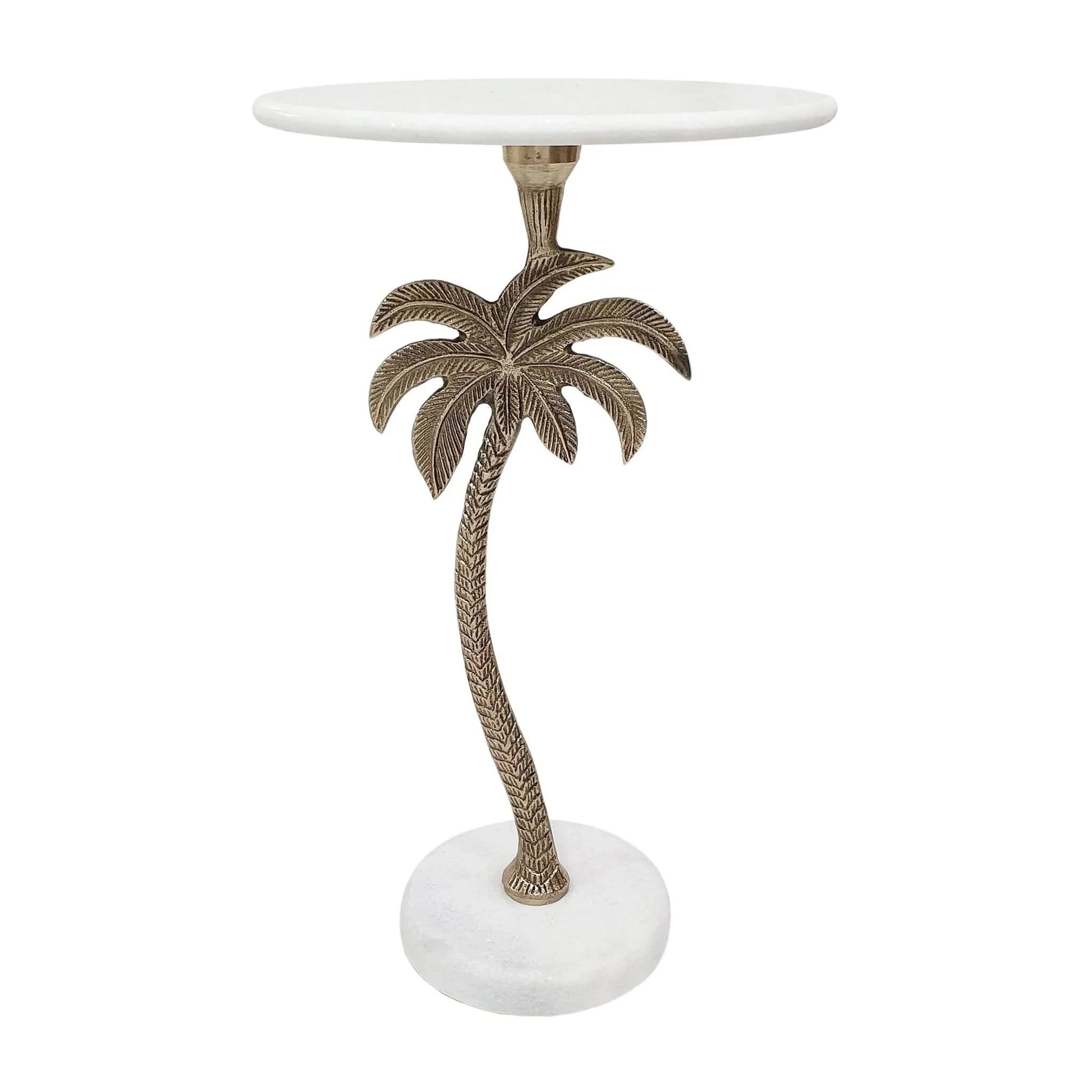 ADDISON MARBLE PALM TREE SIDE TABLE/LAMP TABLE NATURAL - MyChocolateWood