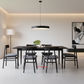 FARLOW OAK DINING TABLE SUITE WITH 6 FARLOW TIMBER SEAT DINING CHAIRS BLACK  180CM