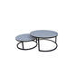 PEARSE SET OF 2 COFFEE TABLES WHITE MARBLE TOP/BLACK METAL LEGS - MyChocolateWood