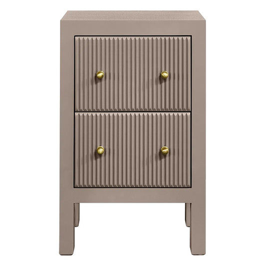 JAYLA PETITE TAUPE 2-DRAWER BEDSIDE TABLE - MyChocolateWood