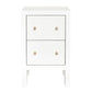 Jayla Petite 2-Drawer Bedside Table in White - Chocolate Wood