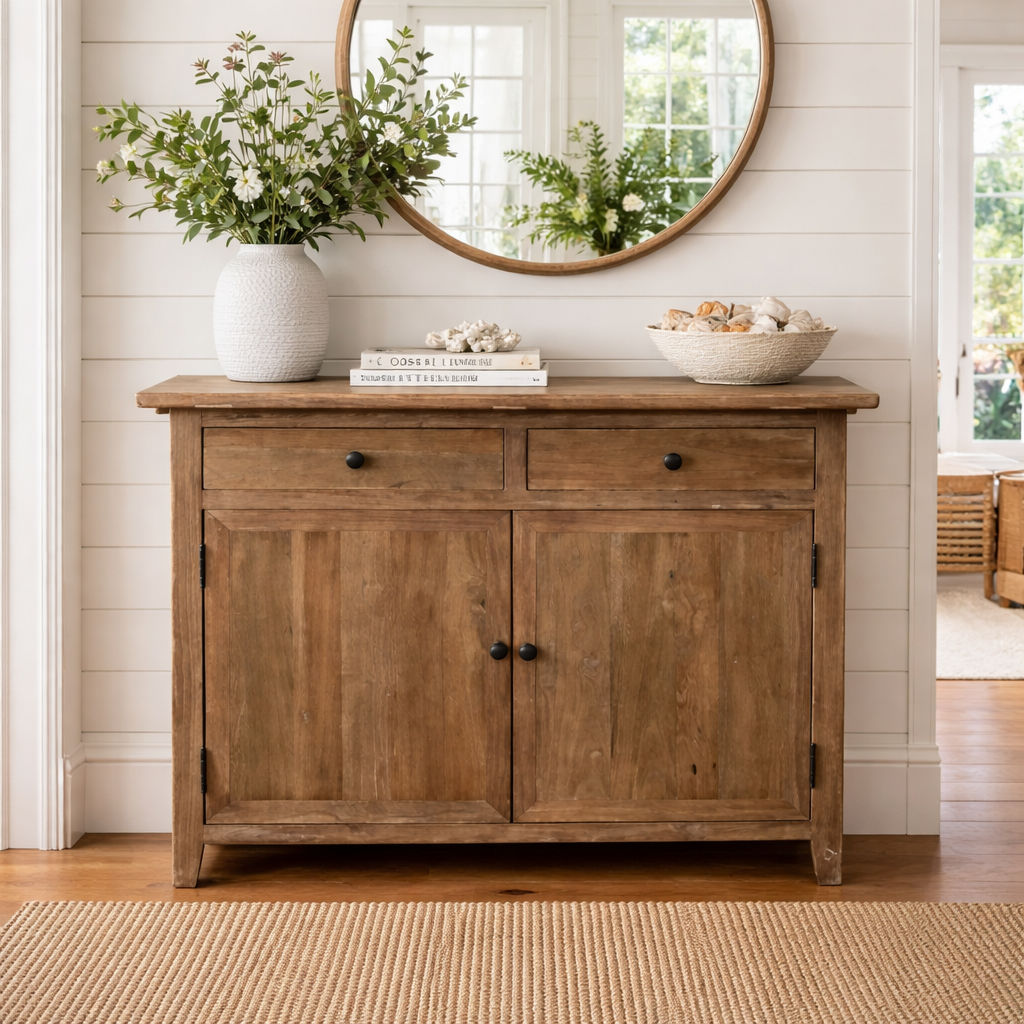 PICARD RECYCLED ELM RUSTIC CABINET STORAGE CUPBOARD SIDEBOARD BUFFET 100 CM
