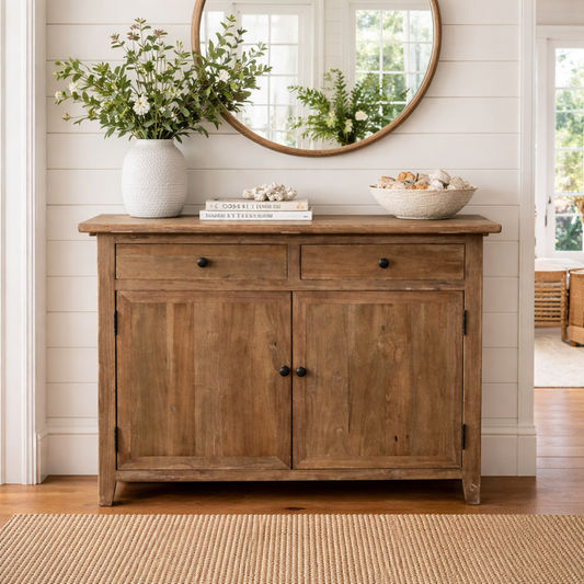 PICARD RECYCLED ELM RUSTIC CABINET STORAGE CUPBOARD SIDEBOARD BUFFET 100 CM - MyChocolateWood