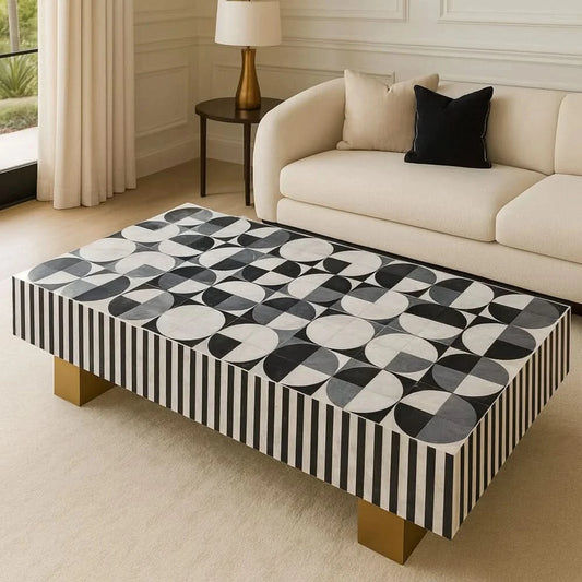 ORION MOTHER OF PEARL HAND INLAY COFFEE TABLE - MyChocolateWood