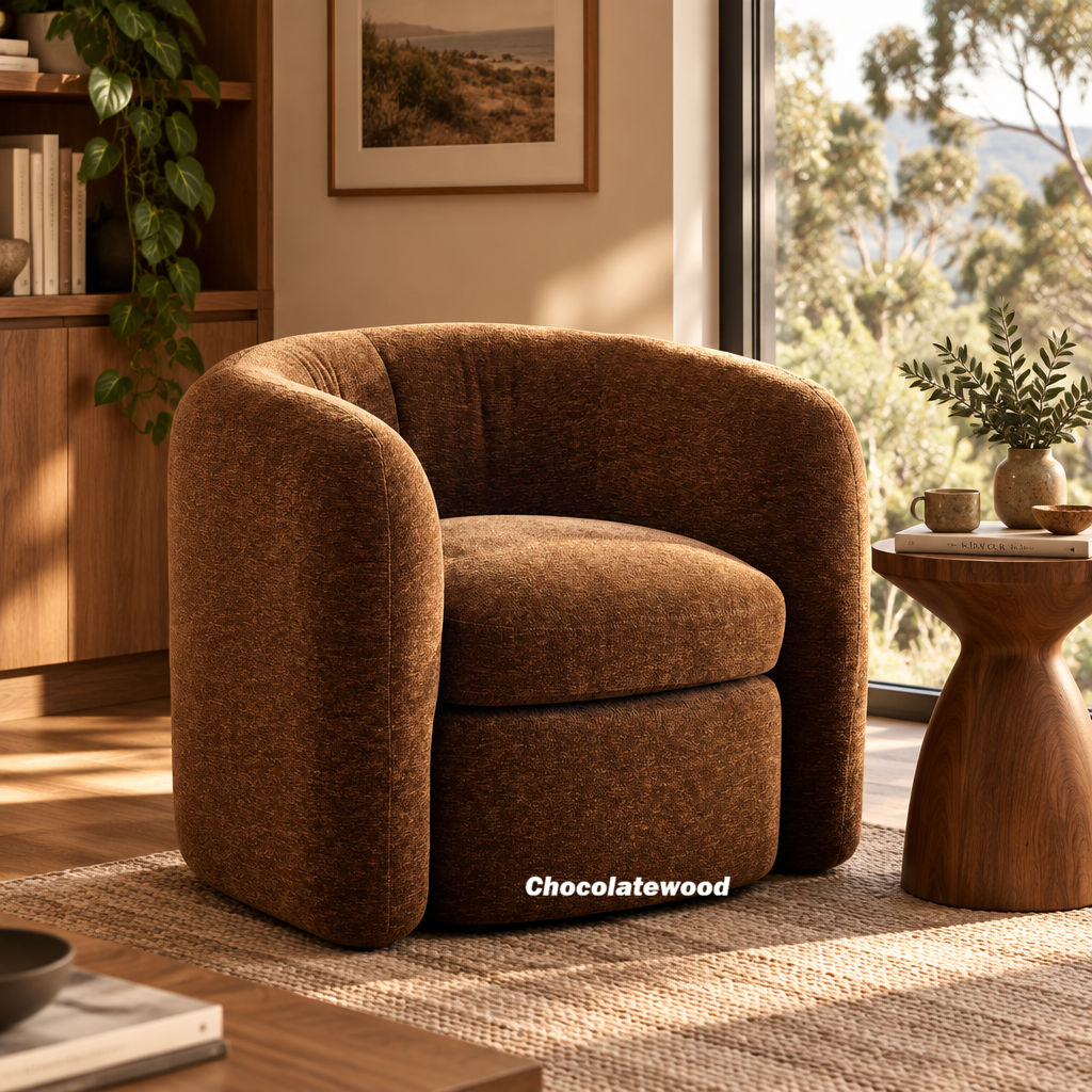 Brierly Fabric Armchair/Tub Chair - Walnut Brown