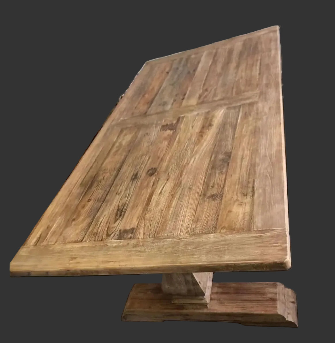 RHIANNON FARMHOUSE RUSTIC DINING TABLE 245CM + 2 X RHIANNON FARMHOUSE BENCHES IN RECYCLED ELM - MyChocolateWood