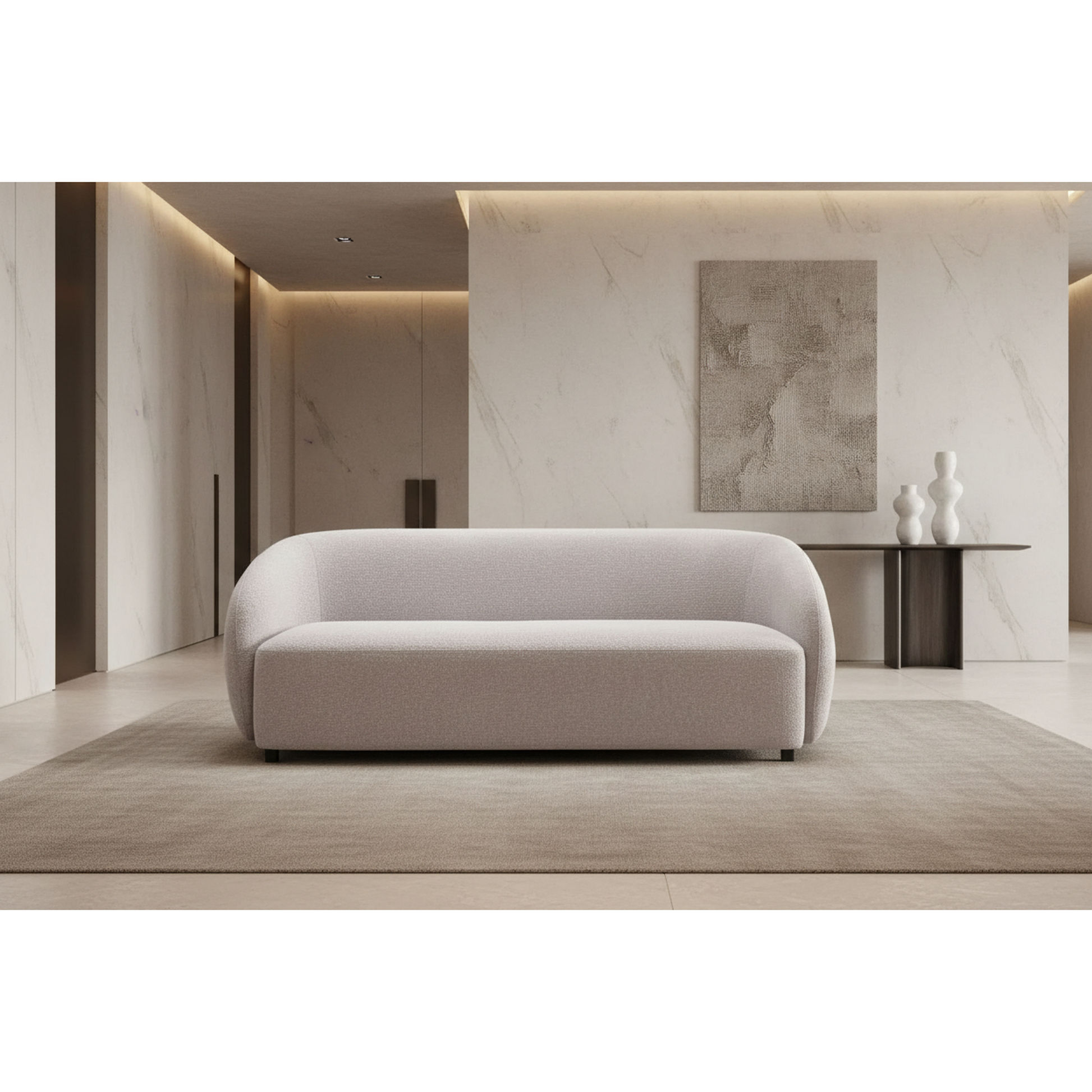 Suki Boucle 3-Seater Sofa in Quartz