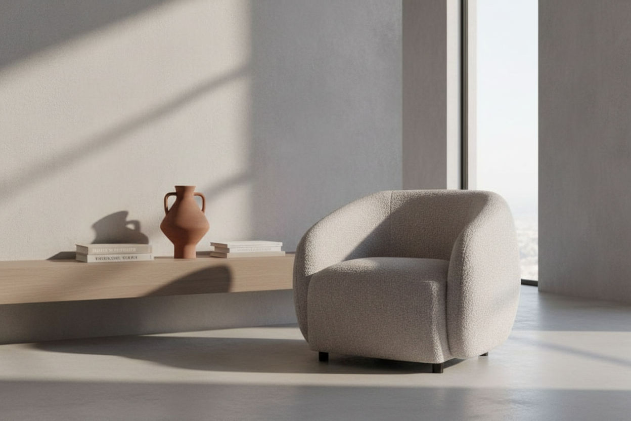 Suki Boucle Armchair in Quartz