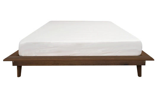 Gatsby Solid Mindi Timber Queen Size Bed in Walnut - Chocolate Wood