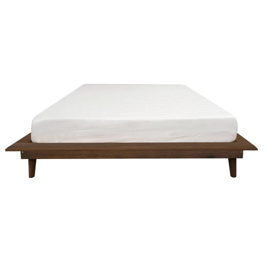 Gatsby Solid Mindi Timber Queen Size Bed in Walnut - Chocolate Wood