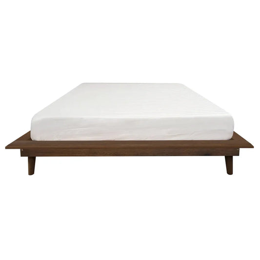 Gatsby Solid Mindi Timber Queen Platform Bed in Natural - Chocolate Wood