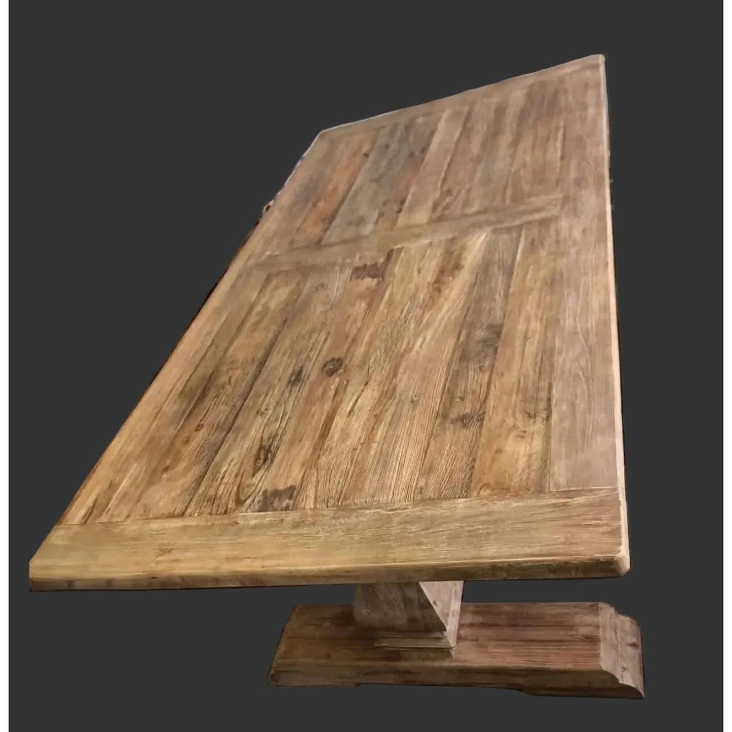 Rhiannon Farmhouse Rustic Dining Table 245cm with 2 Benches - Chocolate Wood