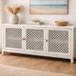 RAFAEL RECYCLED WHITE ELM 3-DOOR BUFFET/SIDEBOARD WITH A RUBBED BACK FINISH & 3 LATTICE DOORS - MyChocolateWood