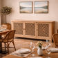 Rafael Recycled Elm Buffet in Natural, 3 Lattice Doors 180cm - Chocolate Wood