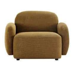 Lorelei Chenille Armchair / Occasional Chair in Toffee - Chocolate Wood