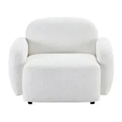 Lorelei Chenille Armchair / Occasional Chair in White - Chocolate Wood