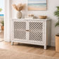 Rafael Recycled Elm Buffet in Distressed White, 2 Lattice Doors 120cm - Chocolate Wood