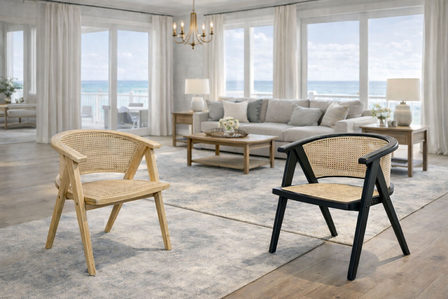 RAVELLA  SOLID ELMWOOD/RATTAN CHAIR KITCHEN CHAIR  DINING CHAIR ACCENT CHAIR  BLACK - MyChocolateWood