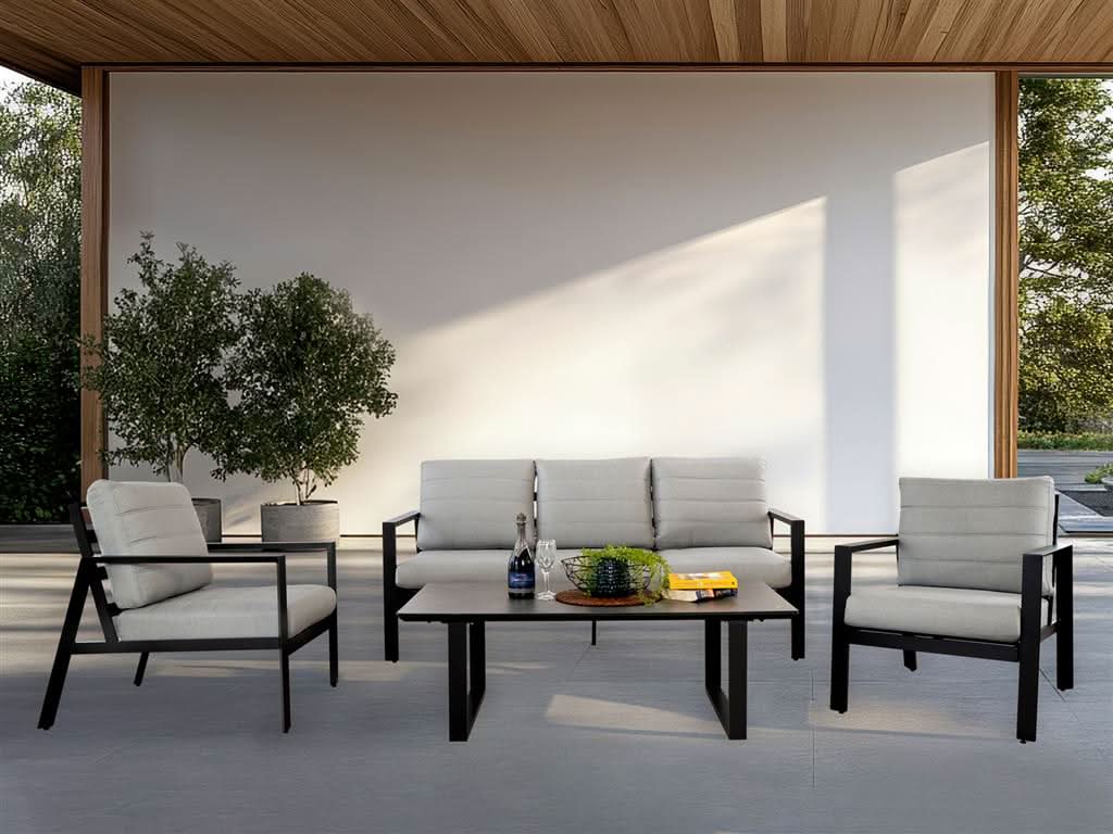 FRINTON 4 PIECE OUTDOOR SOFA SET/LOUNGE SET CHARCOAL
