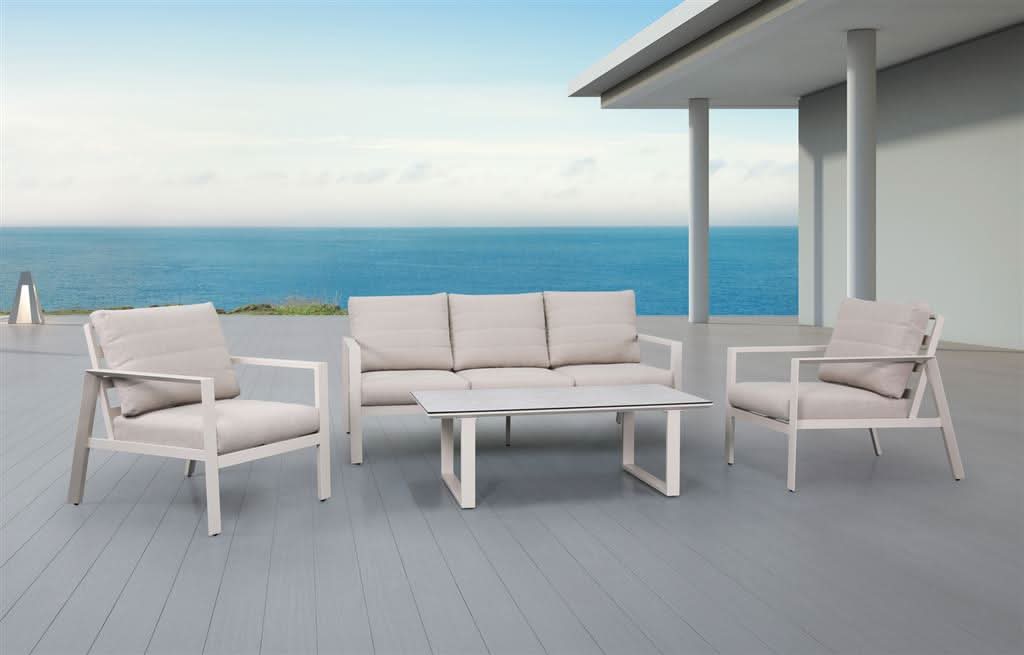 FRINTON 4 PIECE OUTDOOR SOFA SET/LOUNGE SET CREAM