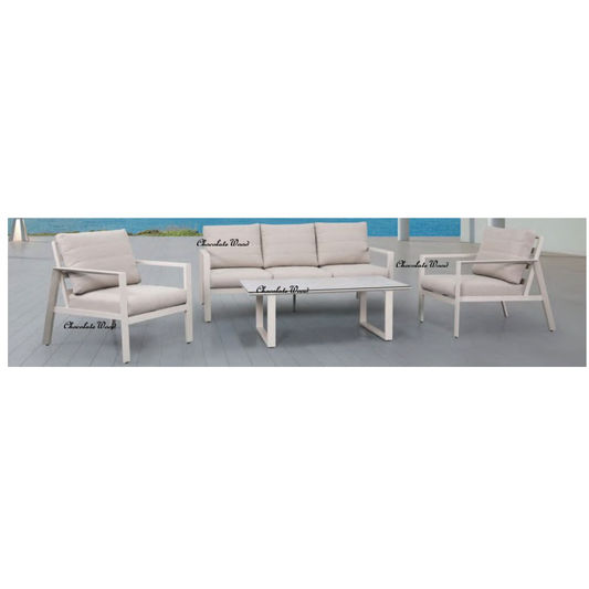 MONARD 4 PIECE OUTDOOR SOFA SET CREAM - MyChocolateWood