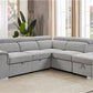 SUTTON FABRIC 2-SEATER CORNER SOFA W/BED,STORAGE OTTOMAN & RHF CHAISE LIGHT GREY (Copy)