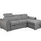 SUTTON FABRIC 2-SEATER SOFA W/ SINGLE BED & RHF CHAISE DARK GREY