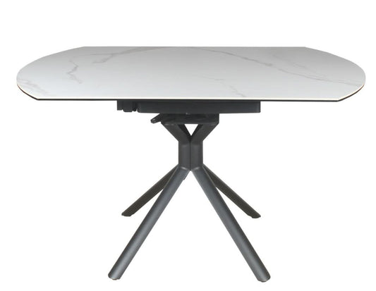 SKIPSEA SWIVEL EXTENSION CERAMIC GLASS DINING TABLE WHITE W:90-135CM - MyChocolateWood