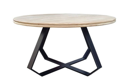 ARNIK ACACIA WOOD ROUND COFFEE TABLE  OCCASIONALTABLE NATURAL /BLACK - MyChocolateWood