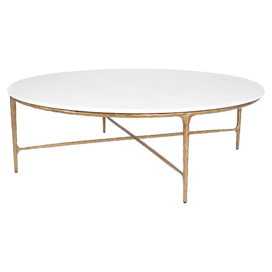SOREN MARBLE ROUND COFFEE TABLE - BRASS FRAME DIA:120CM - MyChocolateWood