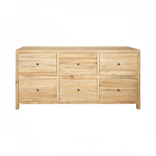 JOELLE 6-DRAWER DRESSER/CHEST OF 6 DRAWERS DISTRESSED RUSTIC - MyChocolateWood